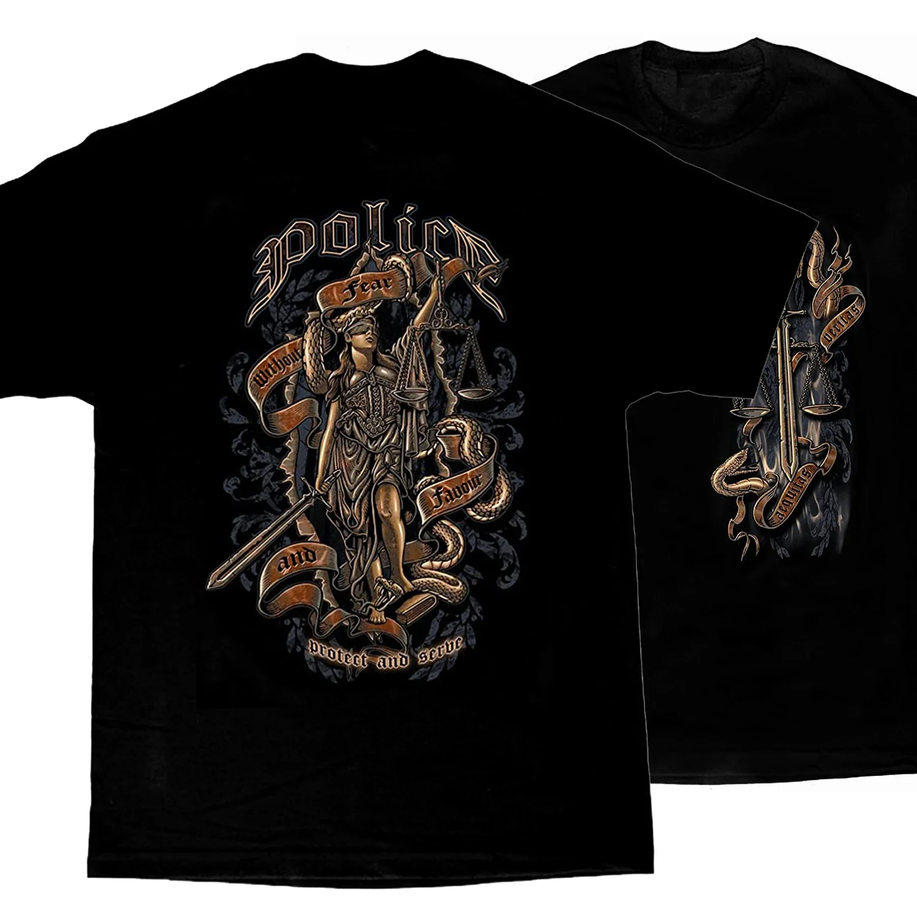Without Fear and Favour, Protect & Serve.  Motto T Shirt. Short Sleeve 100% Cotton Casual T-shirts Loose Top Size S-3XL