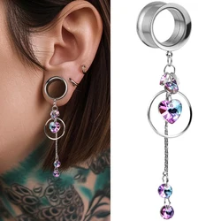 Doearko 2pcs New Heart Ear Plugs Tunnels Gauges 316 Stainless Steel Earrings Stretched Lobe Fashion Body Jewelry Expansions