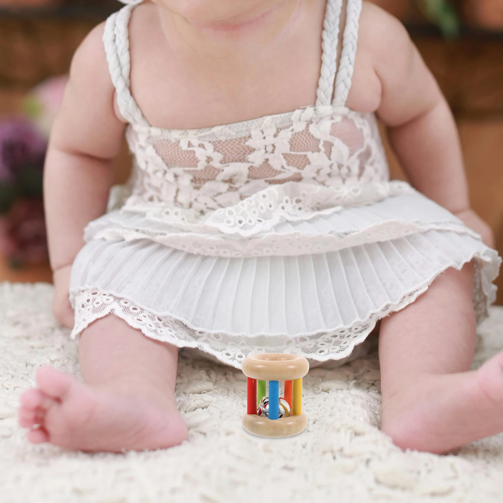 Wooden Colorful Kids Shaking Music Instrumental Educational Plaything Infant Grab Training Wrist