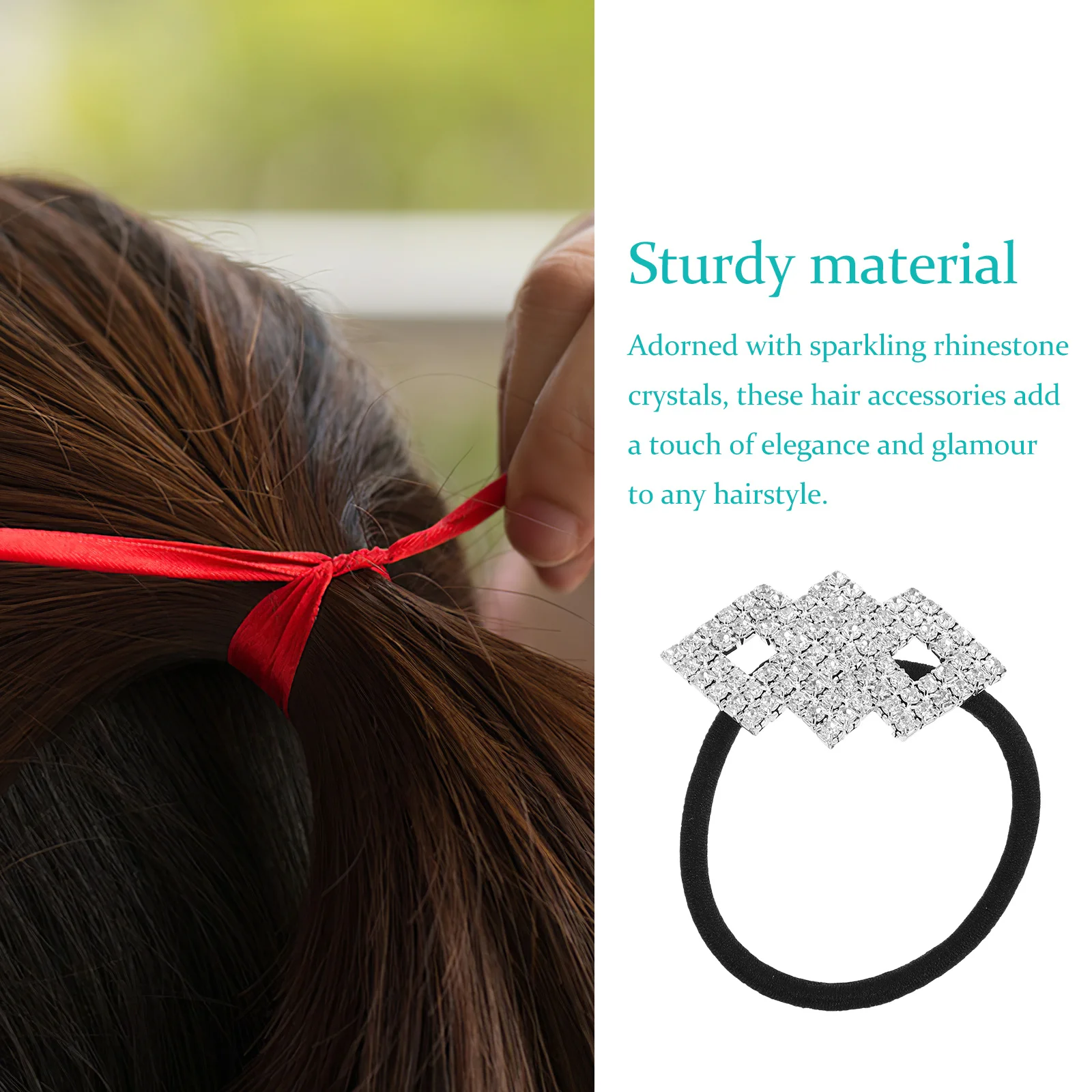 

Stylish Rhinestone Hair Ties Elastic Bands Sparkly Ponytail Holders Decorative Hair Accessories for Women All Occasions