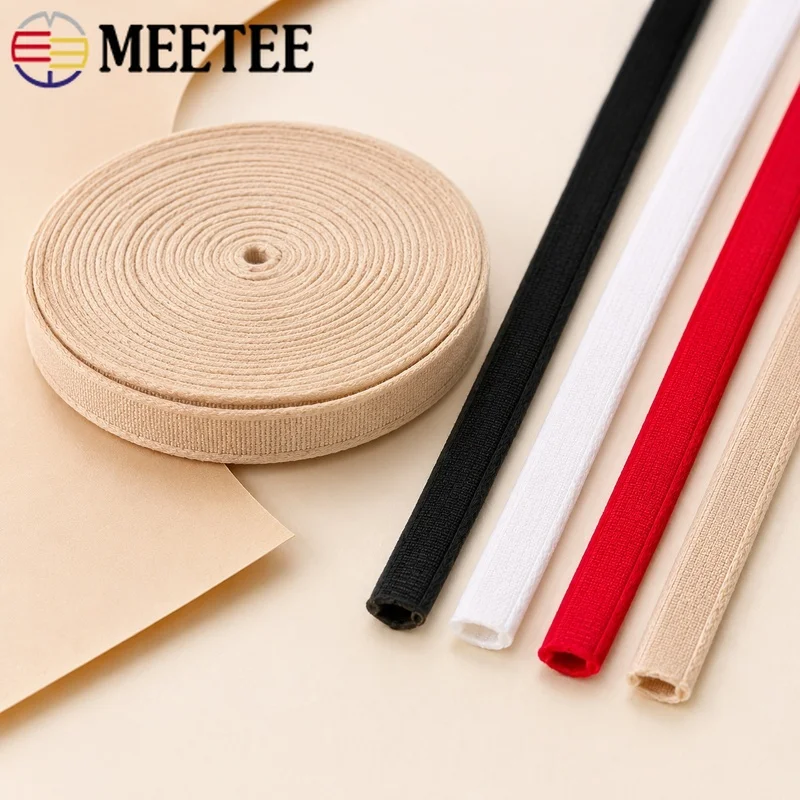 20Meters 10/12mm Nylon Underwire Channeling Bra Ribbon Tubular Hollow Protective Sleeve for Bikini Clothing Sewing Accessories