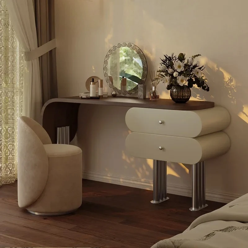 Makeup table dresser light luxury  solid wood, high-end sense medium and ancient style makeup table bedside table integrated