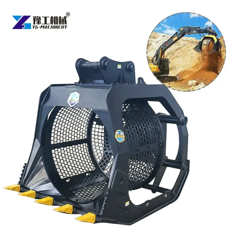 Cheap Price Excavator Machinery Attachment Excavator Rotating Buckte Crusher for Building Material Shops Excavator Bucket Crushe