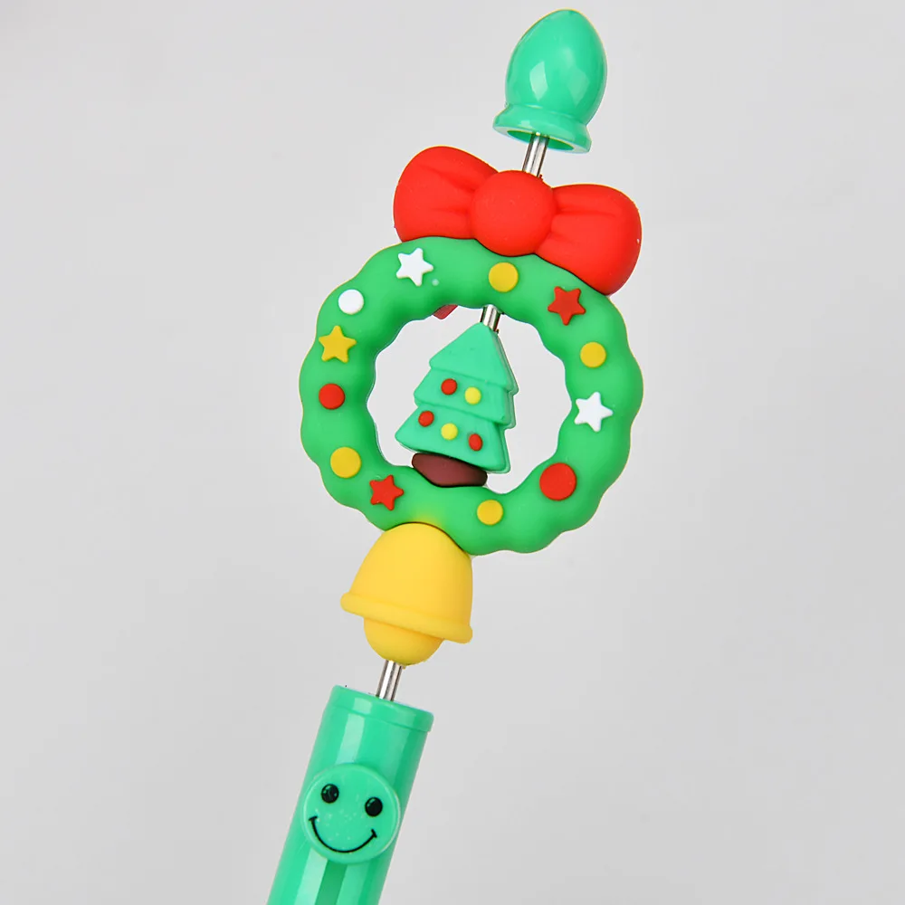 

4Pcs/Lot Cute Christmas Series Bead Gel Pens Spinning Neutral Pen Quick Drying Black ink Writing School Office Stationery Gifts