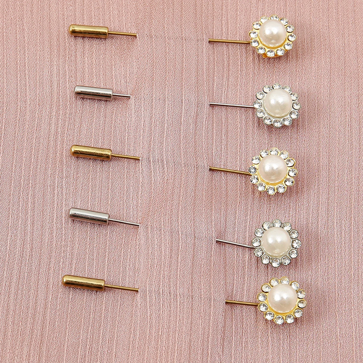 New Pearl Flower Disk Pin For Women Metal Anti-glare Lapel Pin Fixed Clothes Pins Sweater Coat Clothing Accessories