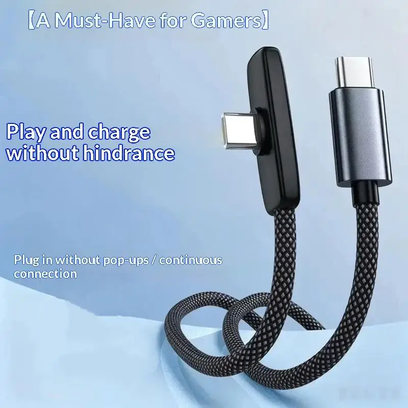 90 Degree Type C Cable 100W PD Quick Charging Right Angle Data Transfer Cord L-shape for Game Player Phone Power Bank