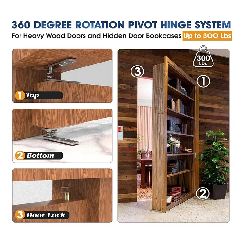 Door Pivot Hinge, Invisible Pivot Hinge System With Goal Kick Hardware, For Heavy Duty Wood Doors Up To 200 Lbs Durable Heavy