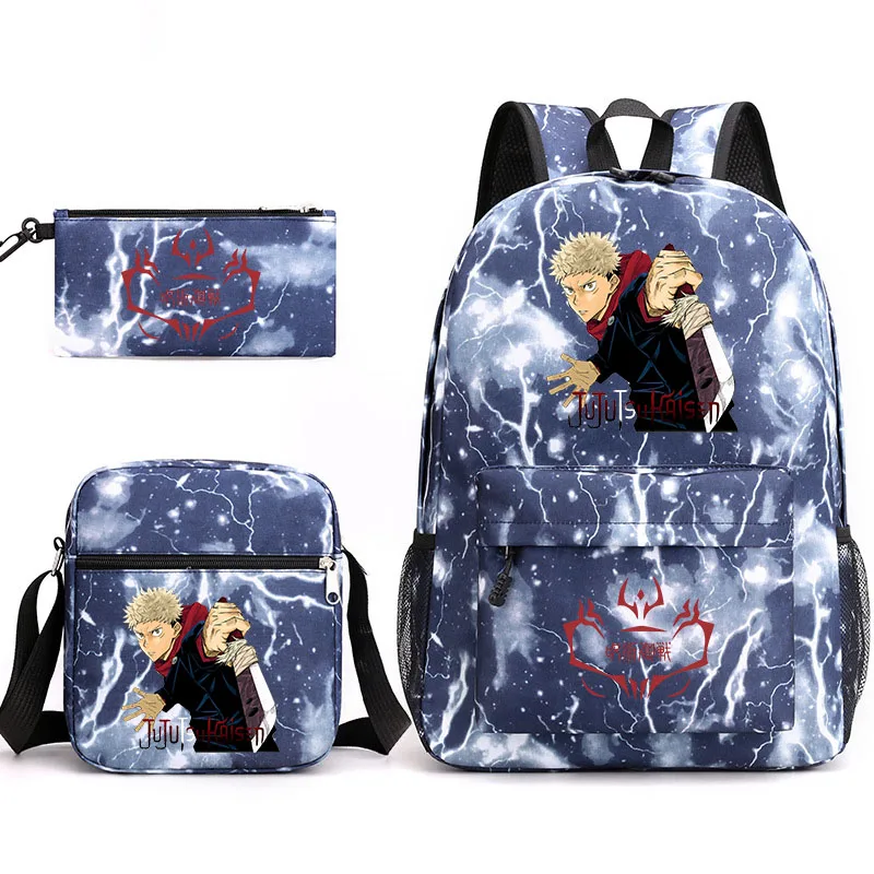 Jujutsu Kaisen kinderen Rugzak 3 stks/set Itadori Yuji Gedrukt Student Schooltas Schoudertas Potlood Tas Set