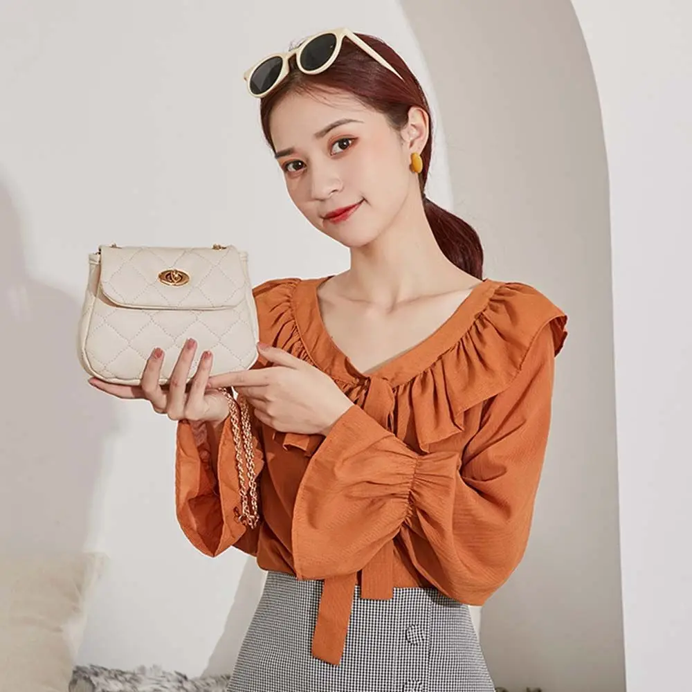 Trendy Retro Cloud Shape For Girls Coins Purse Lattice Shoulder Messenger Bags Korean Handbag Women Chain Bag Crossbody Bag