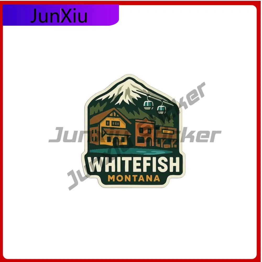 

Белая рыба Монтана, дорожная наклейка, виниловая высеченная наклейка для отдыха, украшение, городская горизонт, ориентир, дизайн, наклейки на заказ, окно внедорожника