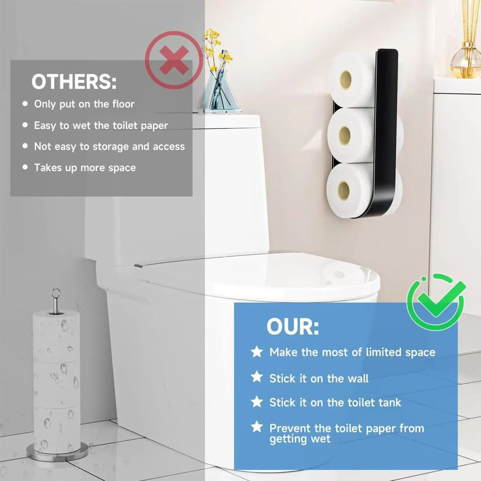 

Подставка для держателя туалетной бумаги, клейкая подставка для рулона бумаги, диспенсер для салфеток, декор для ванной комнаты, кухни, бара, дома, квартиры, дверная стойка