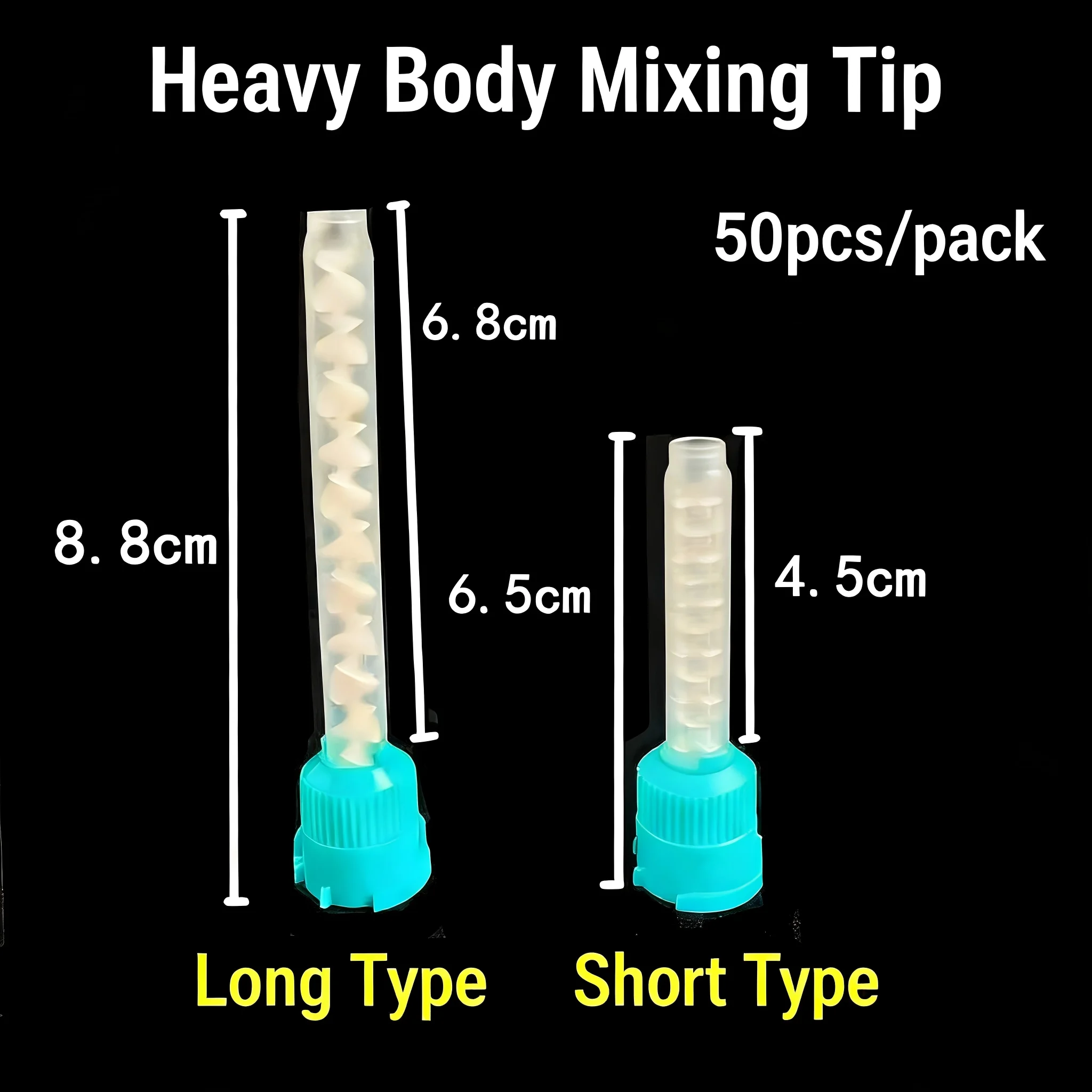 Disposable Dental Mixing Tips, Sharp & Flat Head Options, Green/Blue for Impression Materials, Conveying Nozzles
