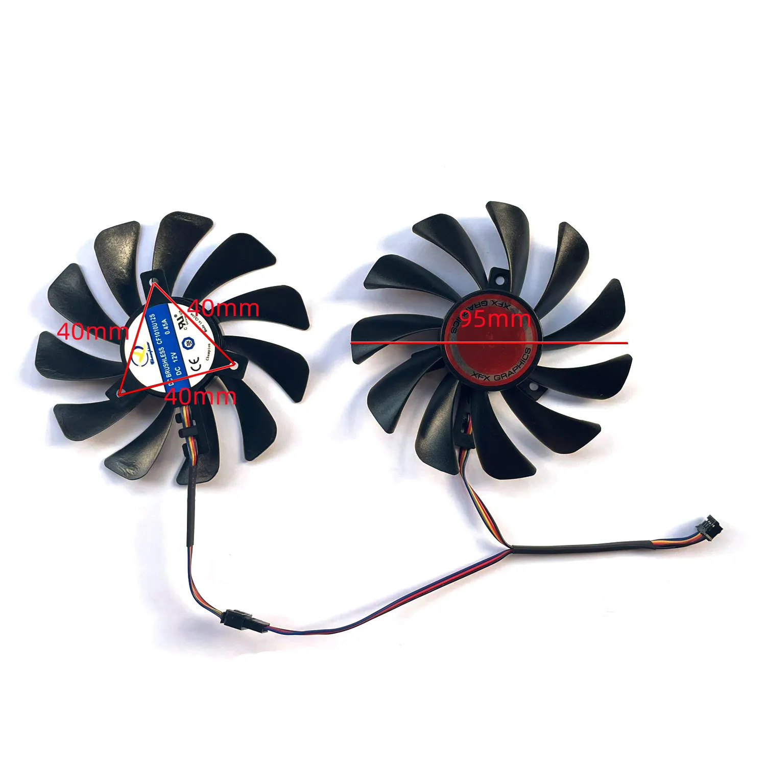 FDC10U12S9-C CF1010U12S 95MM 4Pin XFX RX590 GPU Cooler for XFX RX 590/580/570 VGA Graphics Card Cooling Fan