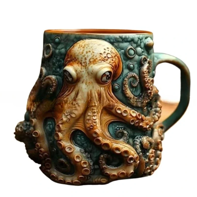 

Household dark blue octopus resin mug