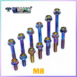 RTAMO M8X20/25/30/35/40/45/50/55/60/65/70/80/90Titanium Bolt Flange Athletic Screw for Bicycycle Motorcycle Hardware Equipment