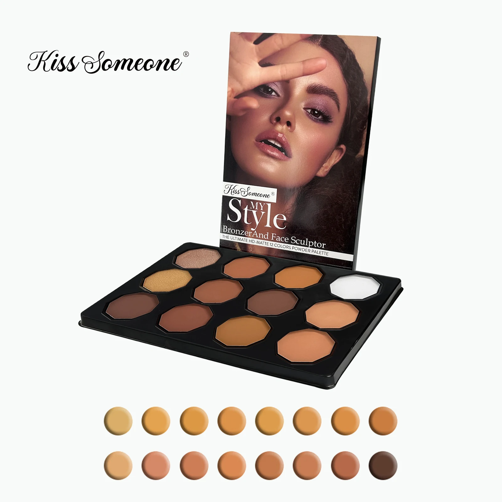 Professional Light Medium Brown Contour Highlight Palette,Multiple Full Coverage Makeup Palet for Correcting, Easy Blending