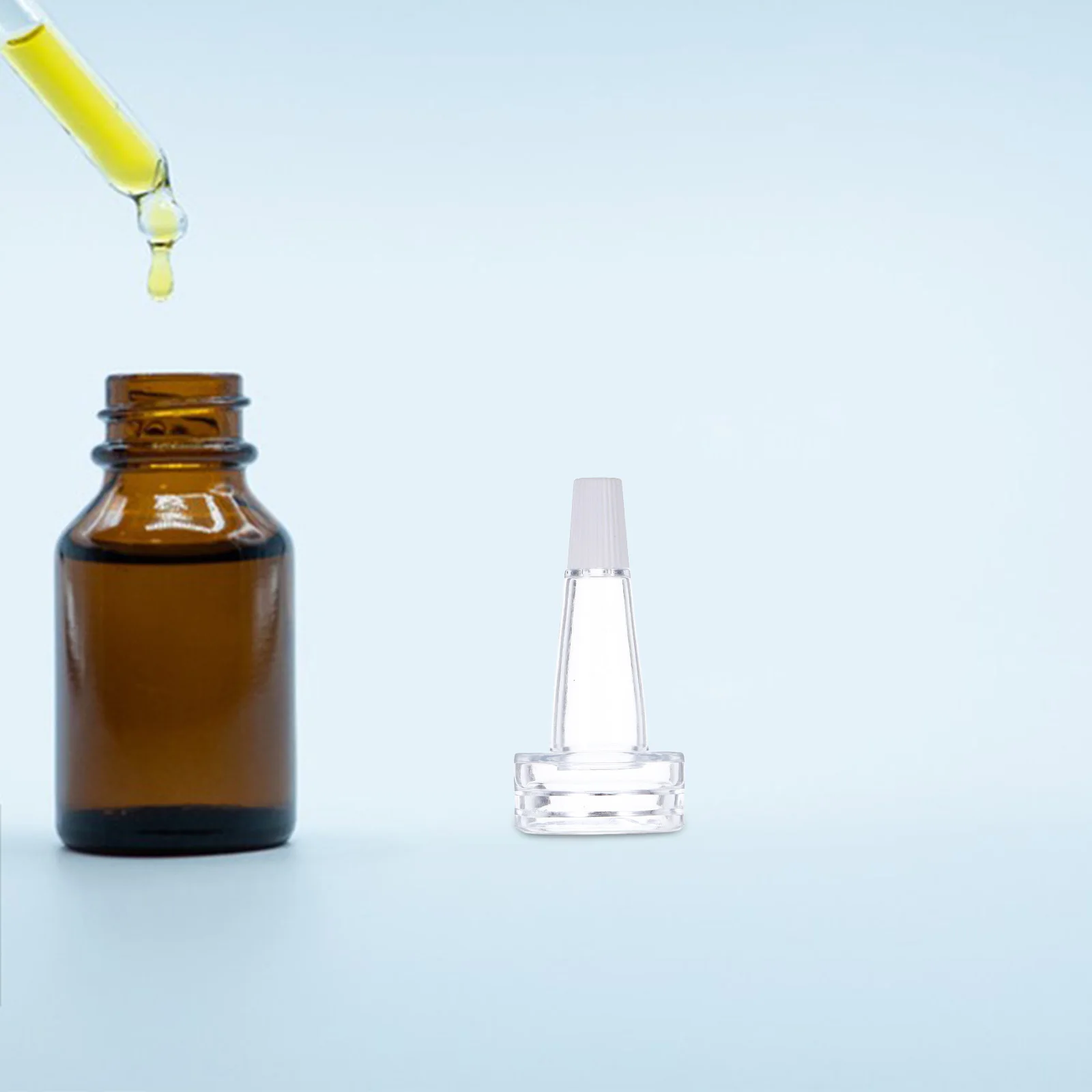 

20 Pcs Ampoule Shunt Transparent Splitter Dropper Cap Clear Dispenser Trumpet Head Soft Tube Multichannel Lab Liquid Bottle PVC