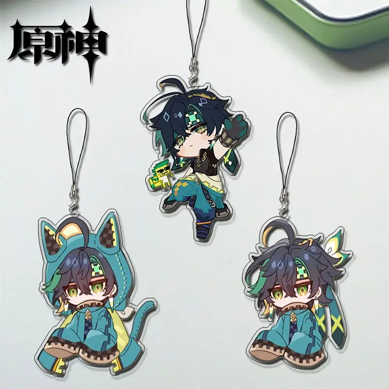 Genshin Impact Kinich Metal Acrylic Cellphone Chain Jewelry Strap Lanyards For Mobile Phone Case Keychain Key Chain Cover Hang