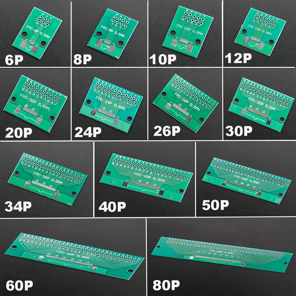 FFC/FPC conversion board Double Side 0.5mm 1.0mm 6/8/10/12/20/24/26/30/34/40/50/60/80 Pin to DIP 2.54mm PCB Board Connector DIY