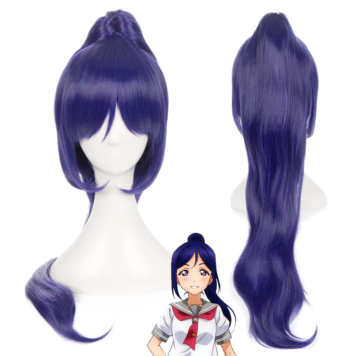 Femme fête amour soleil en direct Cosplay Kanan Matsuura violet queue de cheval perruque