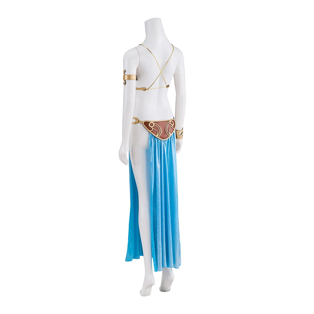 Princess Cosplay Jasmine Costume Sexy Bikini Suit Bra Skirt and Accessories Full Set Dance Fancy Masquerade Halloween Party Suit view 4