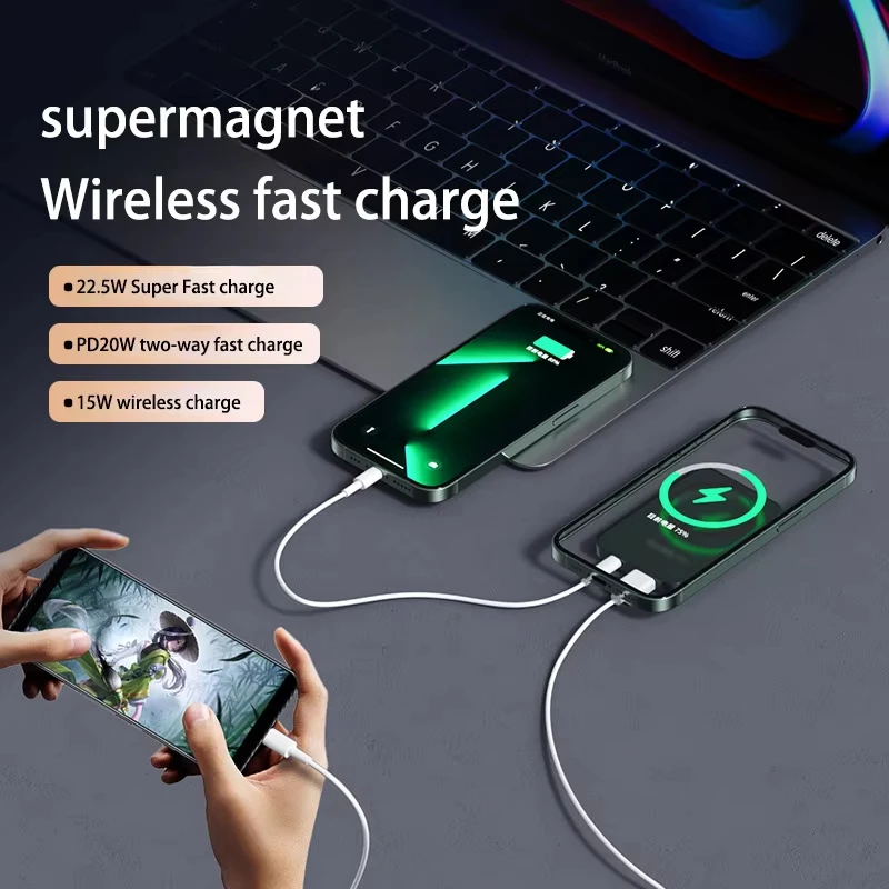 Xiaomi 200000mAh 22.5W بنك الطاقة المغناطيسي اللاسلكي شحن سريع بطارية خارجية محمولة PowerBank Magsafe آيفون سامسونج