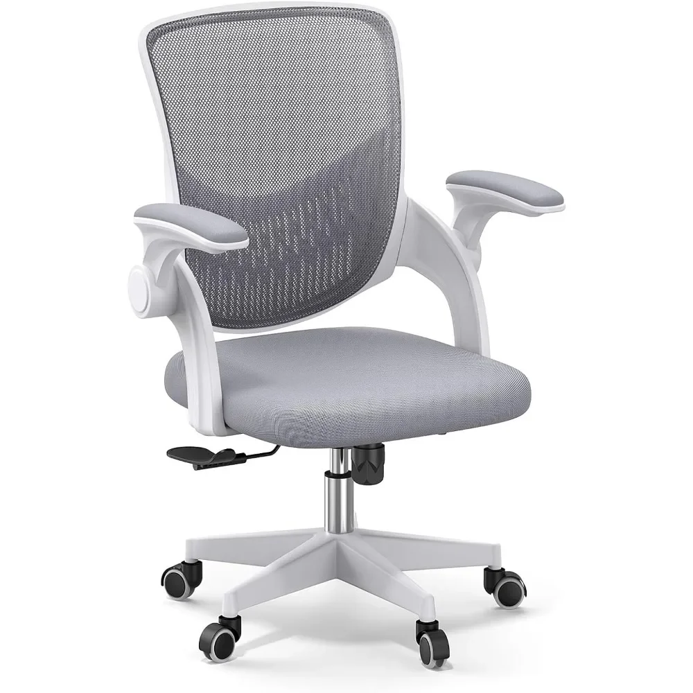 

Mesh Office Desk Chair with Adjustable Height and Swivel, Mid-Back with Flip-up Armrests and Lumber Support