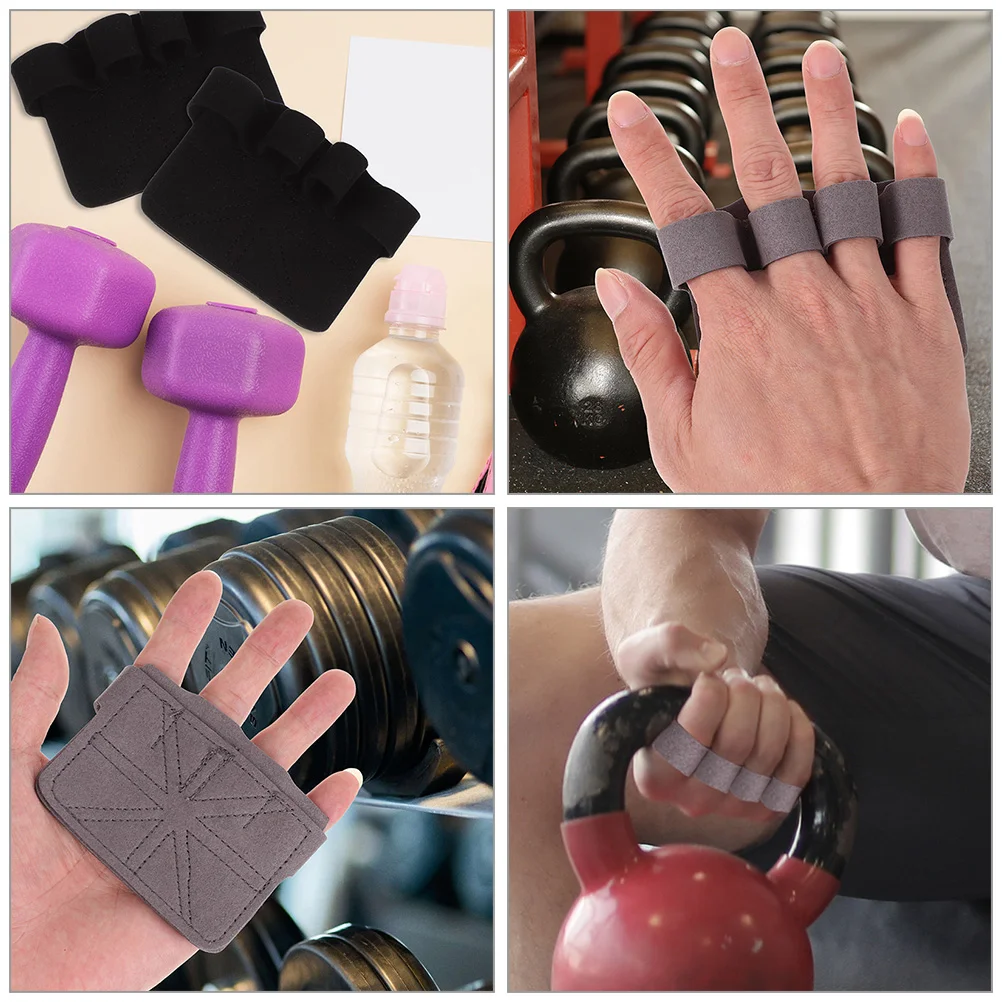 2 Pairs Palm Protector Grips Fat Strength Trainer Gym Hand Weight Lifting Gloves for Men Barbell Guard Non-slip Pull up Rest