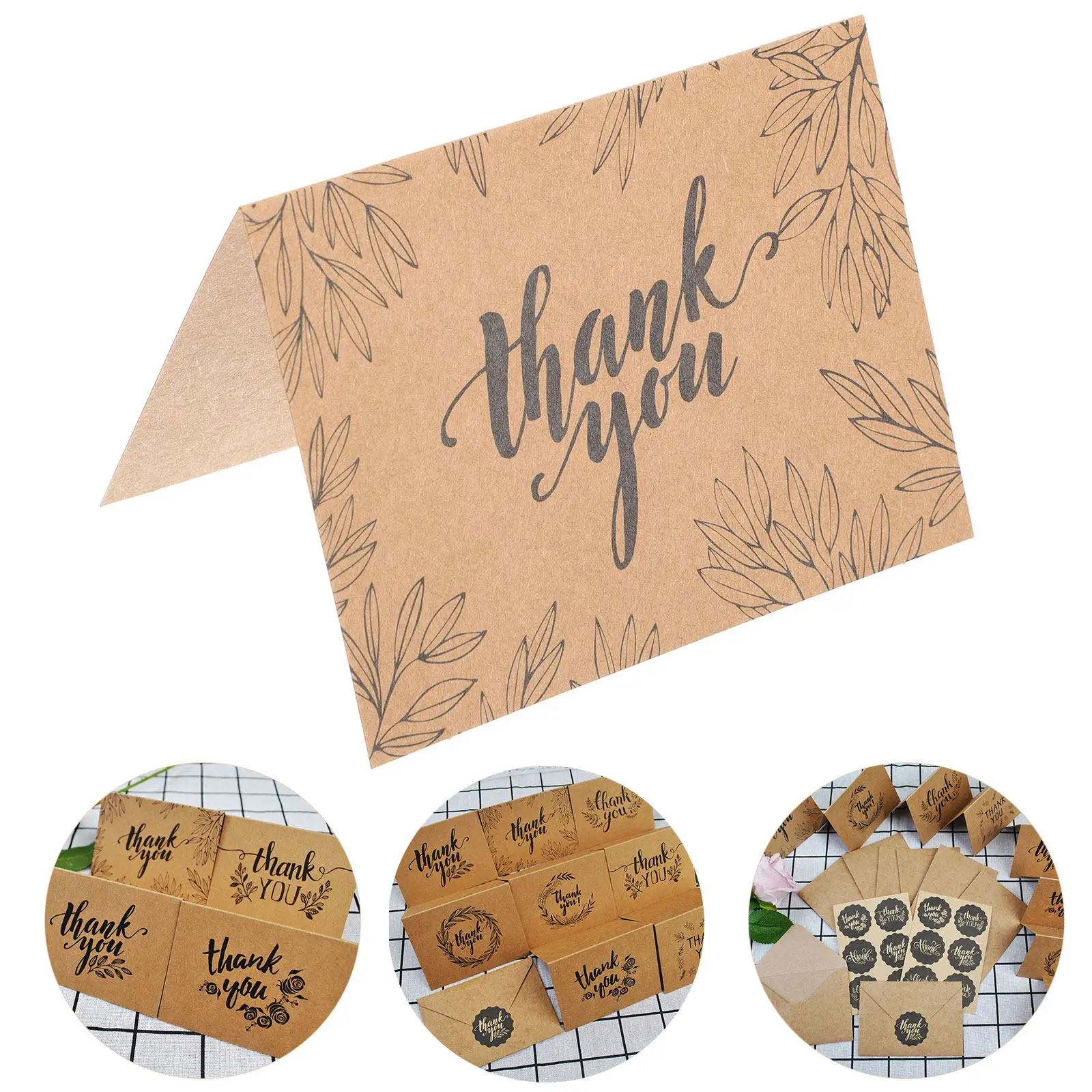 

16 комплектов благодарственных открыток из крафт-бумаги с пустым внутренним полем для малого бизнеса, поздравительные открытки для клиентов, благодарственные записки