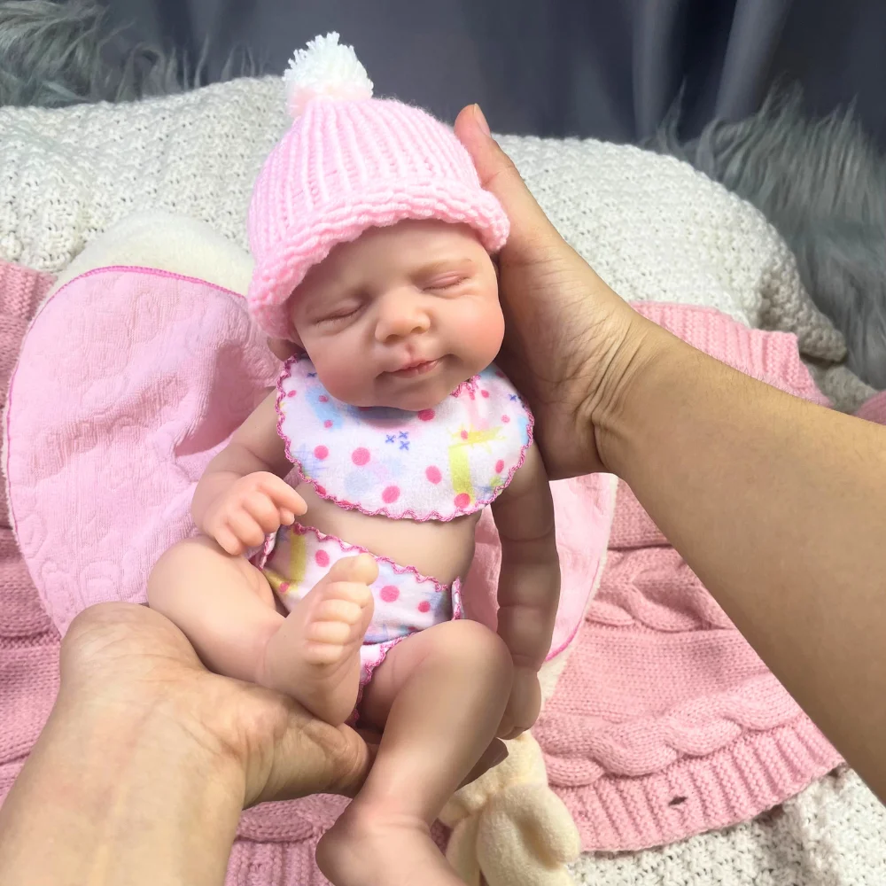 미니 13 인치 페인트 된 다시 태어난 실리콘 아기 인형 Pascale 프로토 타입 전체 고체 실리콘 빨 수있는 소녀 인형 장난감 선물