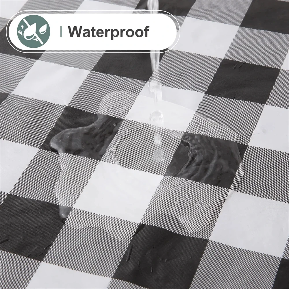 Kitinjoy Waterproof Tablecloth Rectangle Table Cloth Cover Flannel Backed Wipeabl Plastic Table Cover For Dinner Kitchen Outdoor