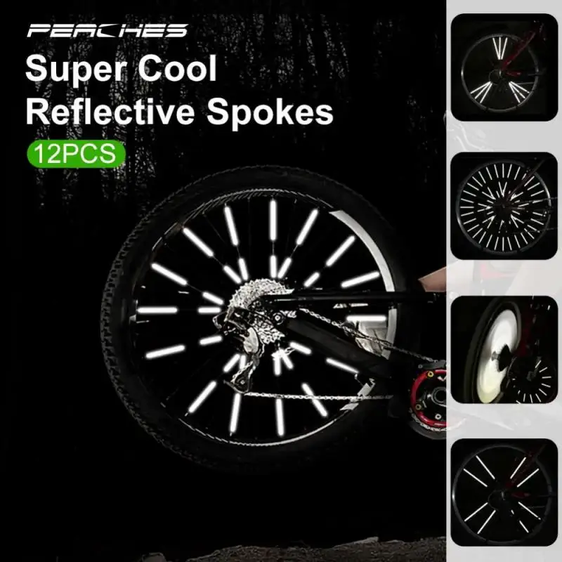 12Pcs Bike Bicycle Wheel Spokes Reflective Sticker Tube Warning Safety Light DIY Cycling Reflector Reflective Tubes Hot Sale