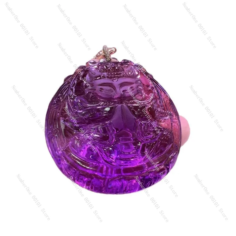 Elegant Natural Amethyst Nine Tailed Fox Pendant Necklace with Chain Vintage Purple Crystal Sweater Chain Retro Animal Charm