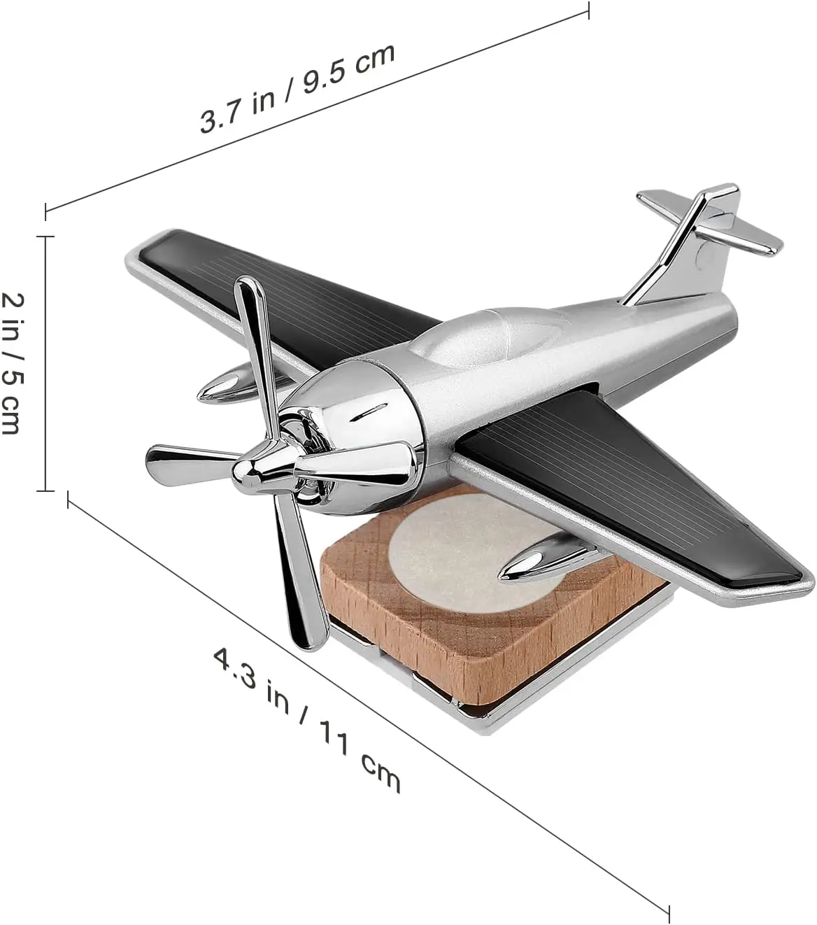 Diffusore di oli essenziali per auto Diffusore per auto per aereo solare Diffusore di fragranza per aromaterapia con base in legno (senza profumo)