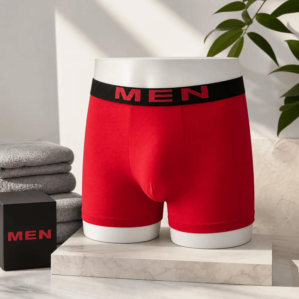 Solid Color Men's Underwear Comfortable Fit High Elastic Boxer Shorts Breathable Fabric Athletic Underwear Casual Sports