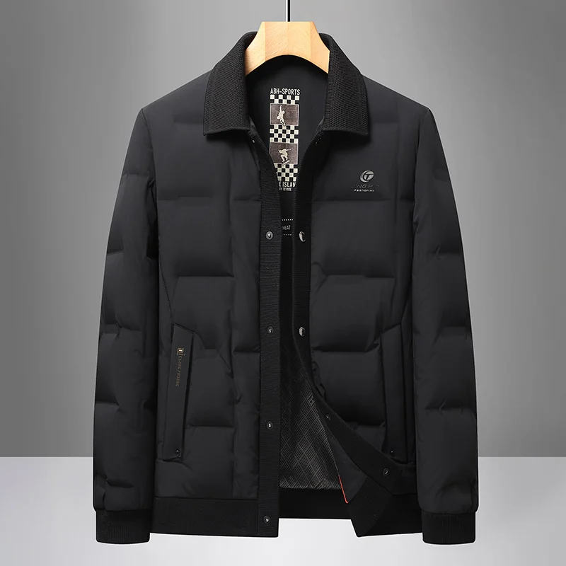 

Men's down Jacket 2025 Winter Fashion Warmth Collar Standup Style White Duck down Slim Fit Splicing Process Outdoor Coat