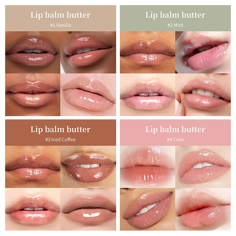 4Colors Lip Balm Deep Moisturizing Lip Glaze Smoothing Lip Lines Long-Lasting Nourishment Daily Lip Care Makeup Lip Balm