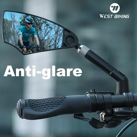 웨스트 바이킹 눈부심 방지 자전거 백미러 텔레스코픽 360 ° 조정 가능한 핸들바 백미러 MTB 전자 자전거 스쿠터 부품