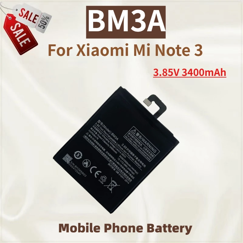 

High Quality BM3A Phone Battery 3.85V 3400mAh For Xiaomi Mi Note 3 Brand New Replacement Battery
