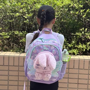 Genuíno australiano smiggle saco de escola roxo anjo coelho médio crianças mochila copo água retrátil caneta saco presente do estudante 10 principais vendas mochila angela - №1