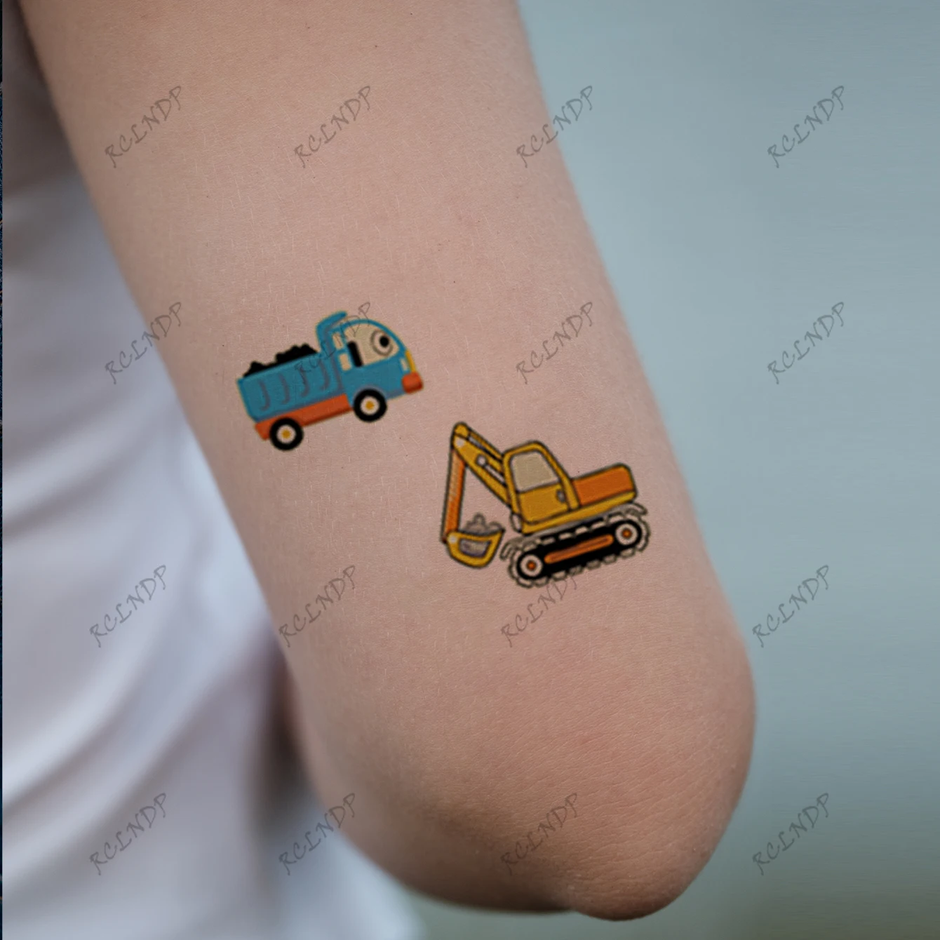 Waterproof Temporary Tattoo Sticker Cartoon car excavator forklift glows at night Fake Tatto Flash Tatoo Tato for Girl Women Men