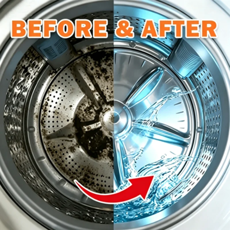 The new powerful penetrating washing machine drum cleaner breaks down accumulated grime and eliminates odours, restoring your wa
