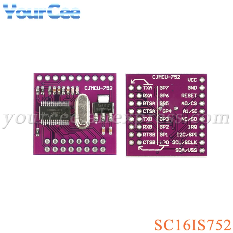2 sztuk/1 szt. 752 SC16IS752 IIC I2C/SPI interfejs magistrali na dwukanałowy moduł płytki konwersji UART