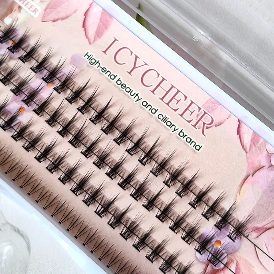 Herramientas de maquillaje: pestañas individuales en racimos, extensión de pestañas natural 3D pre-abiertas, suaves y esponjosas hechas a mano 4