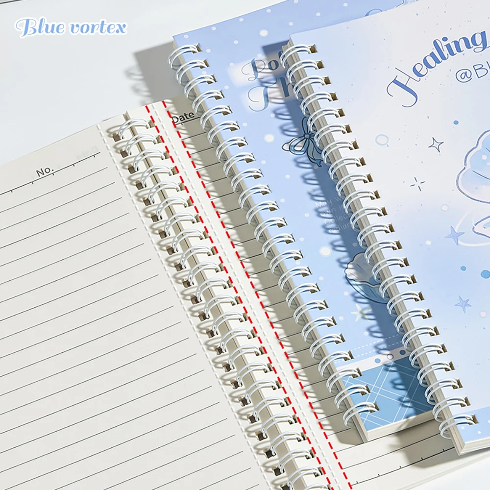 1 pc/4 pcs Tearable A5 Horizontal Notebook Double Coil Cartoon Thickened Notebook Student Notebook