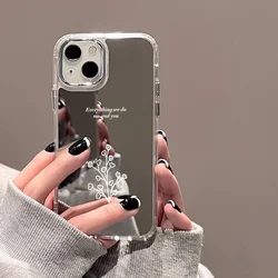 Fashion Litte Florals Makeup Mirror Phone Case For iPhone 14 Pro Max Cases For iPhone 11 15 16 12 13 XR XS Hard Glass Back Cover