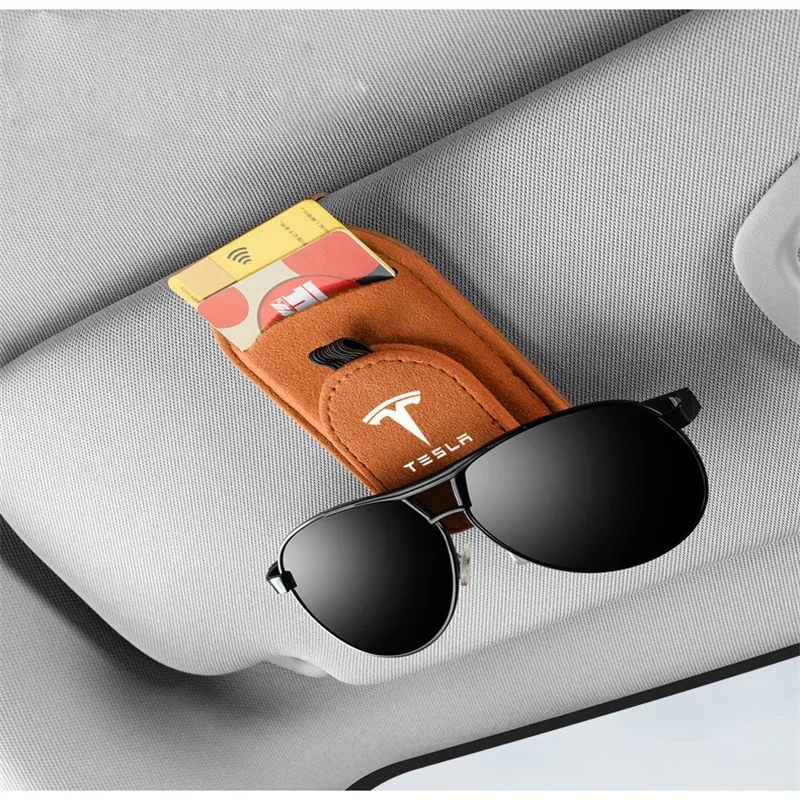 ل تسلا نموذج 3 نماذج ModelY ModelX لفائف رودستر سيارة الشمس قناع حقيبة التخزين نظارات كليب الملحقات #4