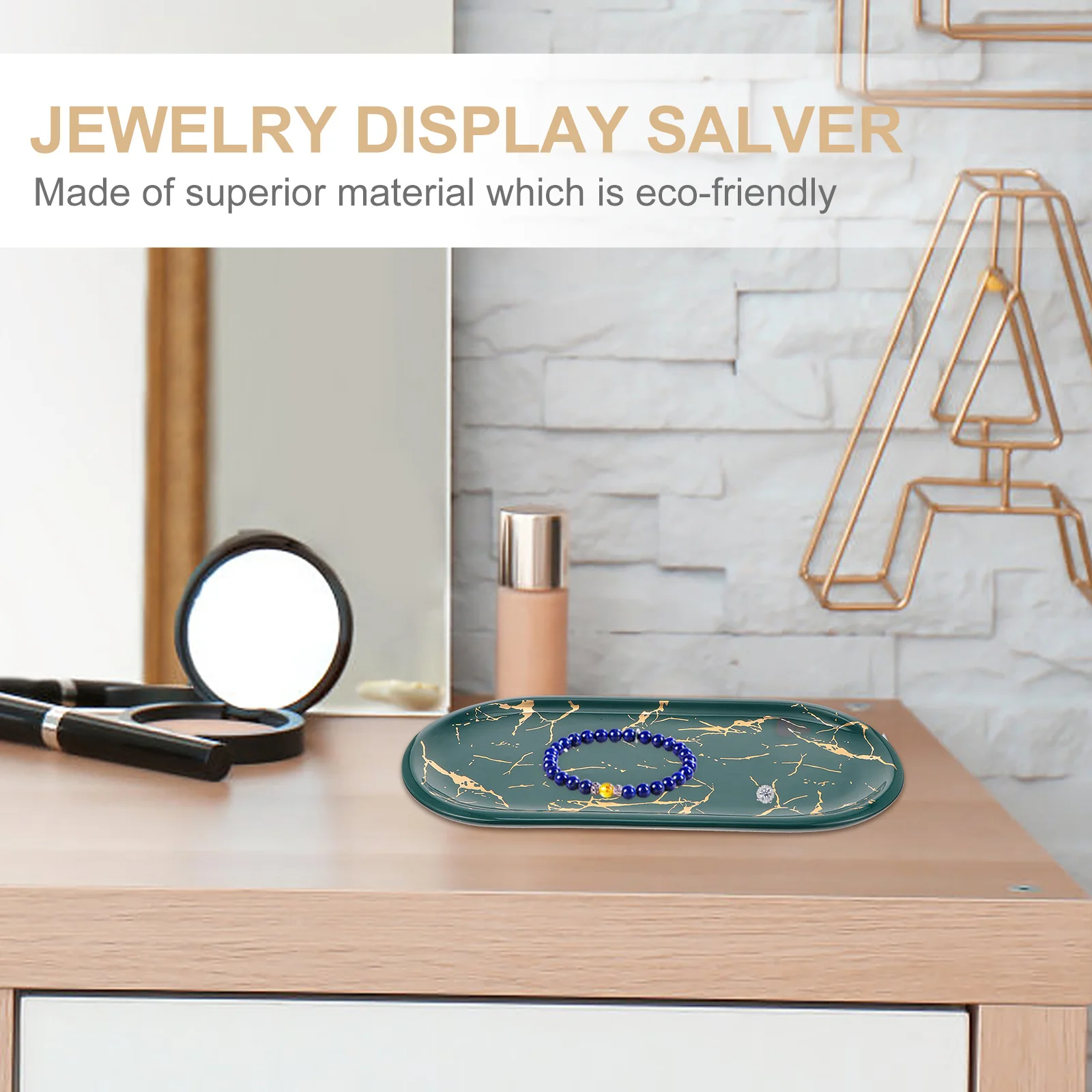 

Trinket Tray Decorative Serving Platter Marble Pattern Plate Jewelry Party Trays Dish