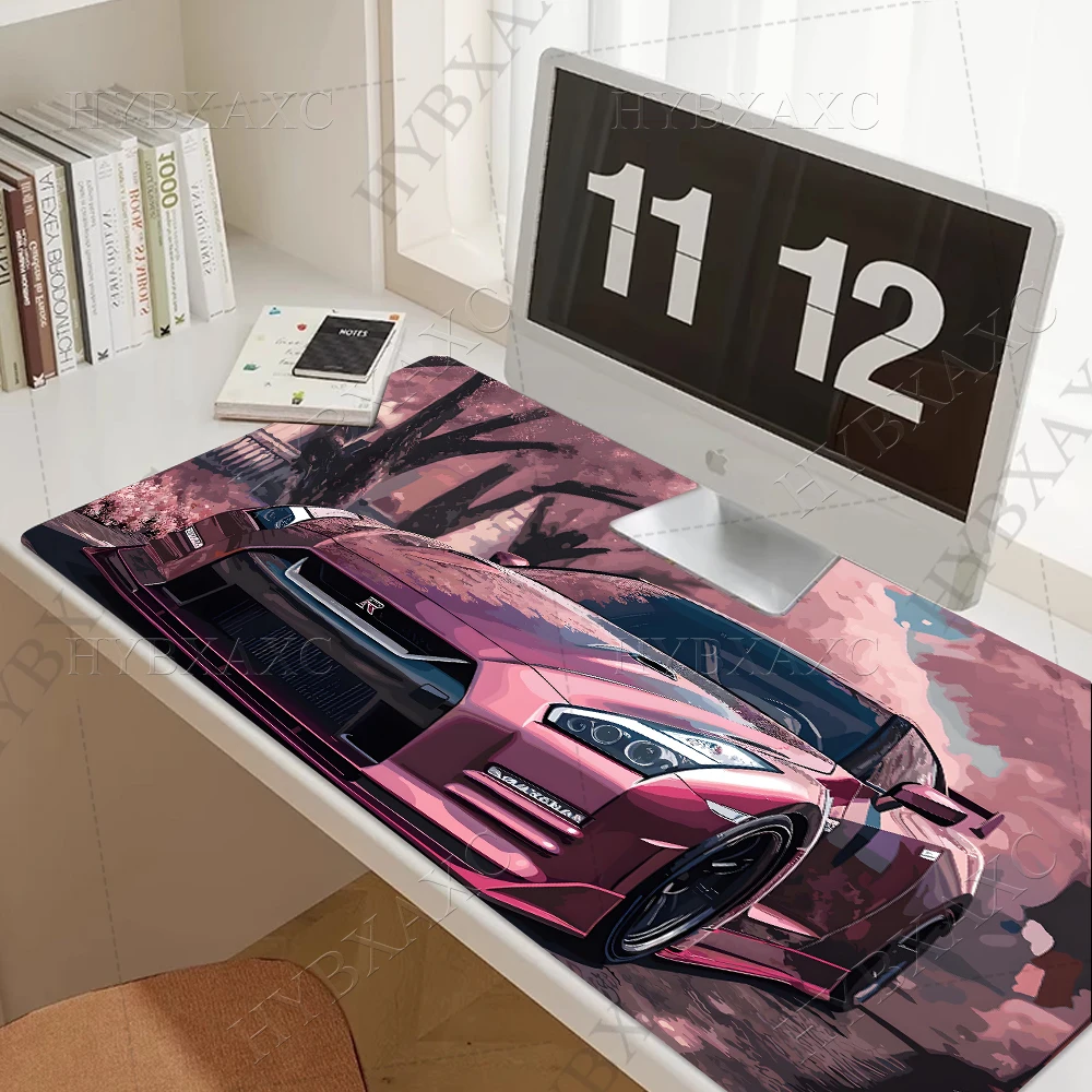 GTR Sports Car Mouse Pad XL Gaming Accessories Office Gamer Keyboard Desk Mat Non-Slip Laptop Large Pink Cherry Blossom Mousepad