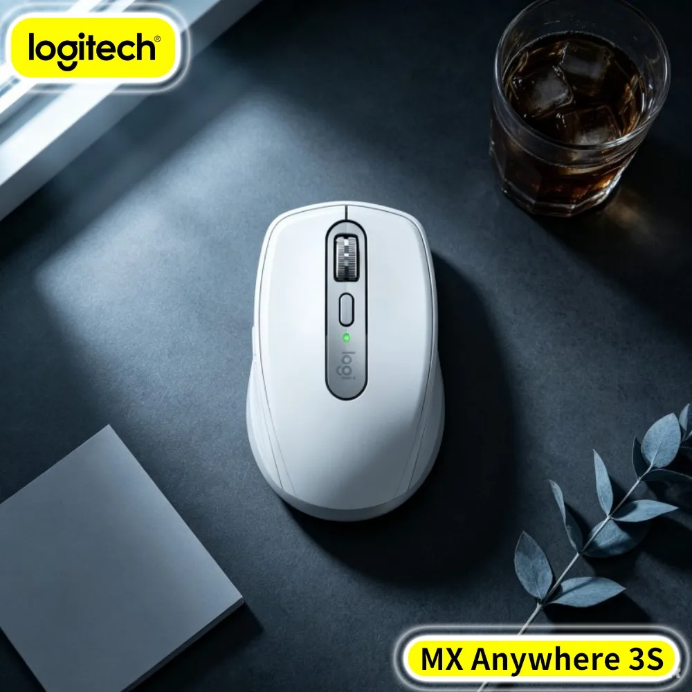 Compact Logitech MX Anywhere 3S Mouse - 8K DPI Darkfield, Hyper-Scroll, Silent Click, Office For Retail Task